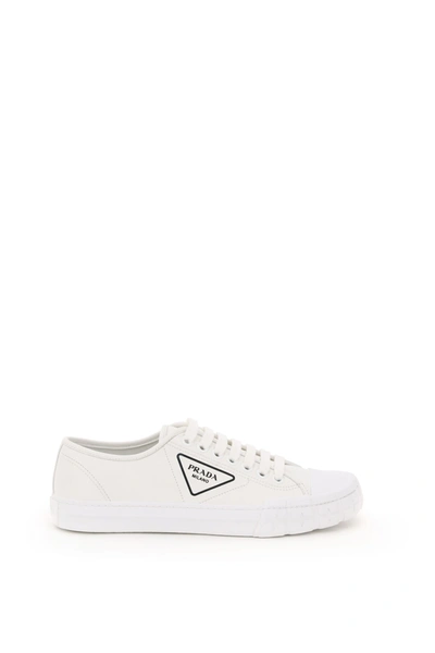Shop Prada Nappa Wheel Sneakers In Bianco (white)