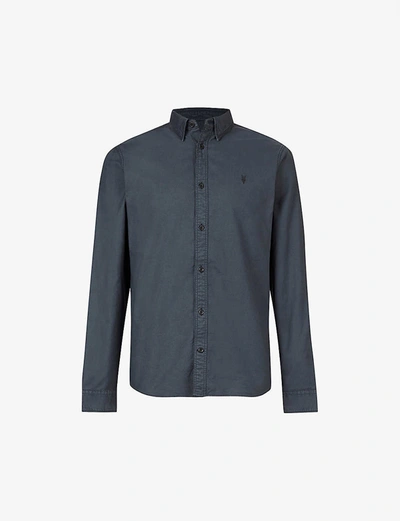 Shop Allsaints Hungtingdon Slim-fit Cotton Shirt In Burnt+sienna