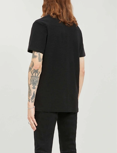 Shop Allsaints Men's Jet Black Muse Logo-embroidered Cotton-jersey T-shirt