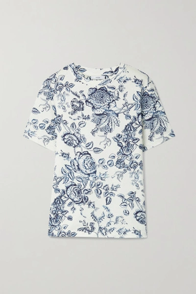 Shop Erdem Hettie Floral-print Cotton-jersey T-shirt In Cream