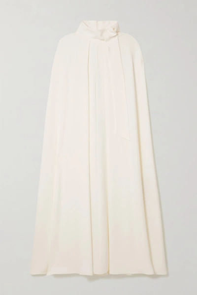Shop Valentino Tie-detailed Cape-effect Silk-cady Midi Dress In White