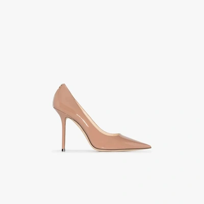 Shop Jimmy Choo Neutral Love 100 Patent Leather Pumps In Neutrals