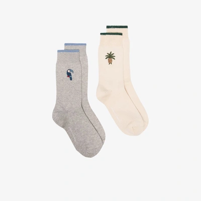 Shop Desmond & Dempsey Grey And White Howie And Bocas Socks