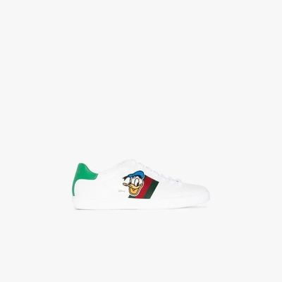 Shop Gucci X Disney White Ace Donald Duck Sneakers