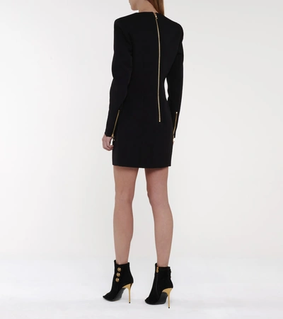 Shop Balmain Wool Minidress In Black