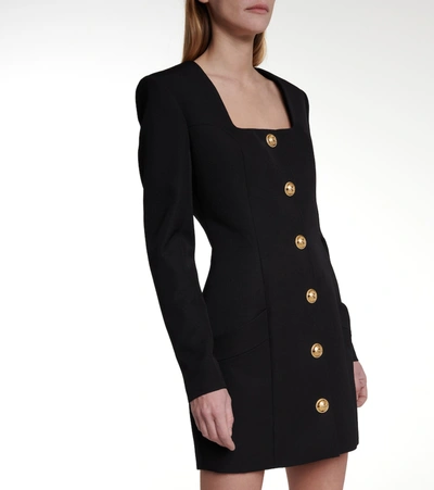 Shop Balmain Wool Minidress In Black