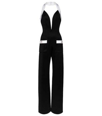 Shop Balmain Jersey Halterneck Jumpsuit In Black