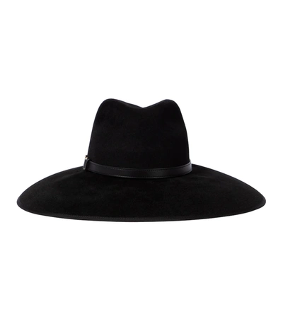 Shop Gucci Horsebit Leather-trimmed Felt Hat In Black