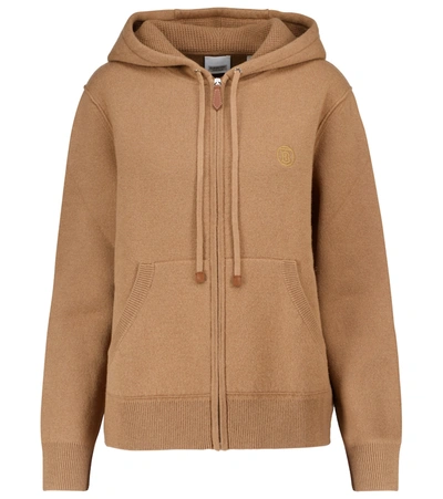 Shop Burberry Cashmere-blend Hoodie In Brown