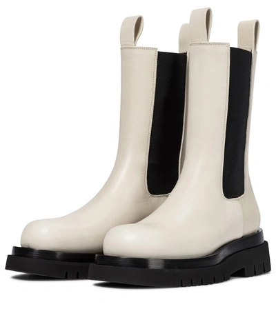 Shop Bottega Veneta Lug Leather Ankle Boots In White