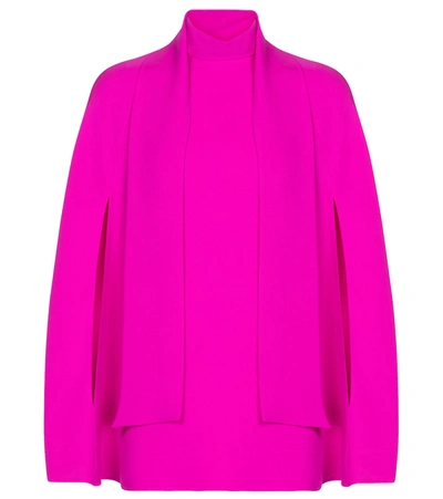 Shop Valentino Tie-neck Silk Cady Blouse In Pink