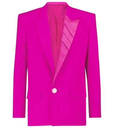 Shop Attico Stretch-wool Blazer In Pink