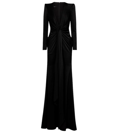 Shop Alex Perry Kingston Crêpe Satin Gown In Black