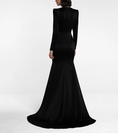 Shop Alex Perry Kingston Crêpe Satin Gown In Black