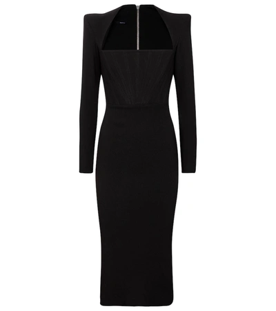Shop Alex Perry Ruby Crêpe Midi Dress In Black