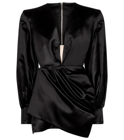 Shop Alex Perry Corine Cotton And Silk Satin Minidress In Black