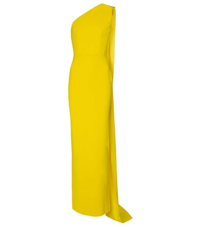 Shop Alex Perry Jude Crêpe Satin Gown In Yellow