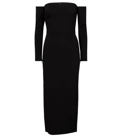 Shop Alex Perry Tate Stretch-crêpe Midi Dress In Black