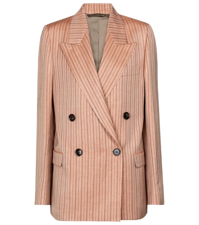 Shop Acne Studios Striped Linen-blend Blazer In Pink