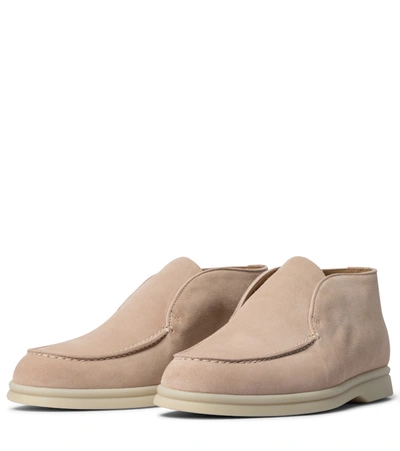 Shop Loro Piana Open Walk Suede Ankle Boots In Pink