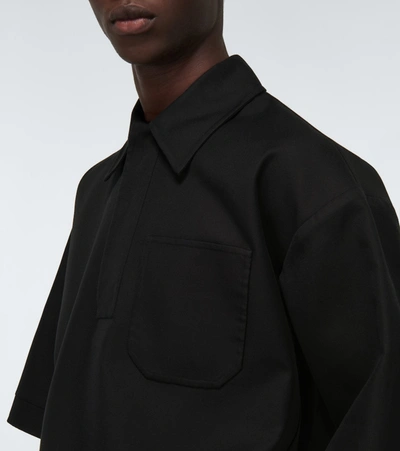 Shop Valentino Double-faced Cotton Polo Shirt In Black