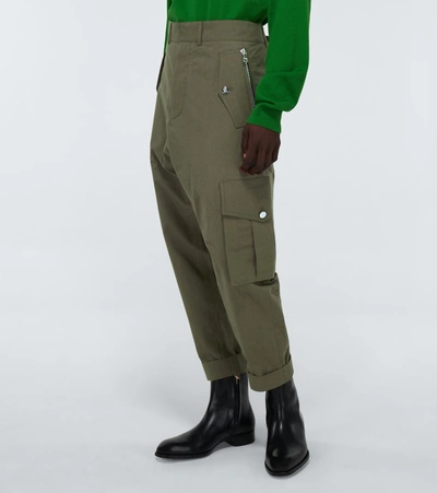Shop Balmain Slouchy Cotton Cargo Pants In Green