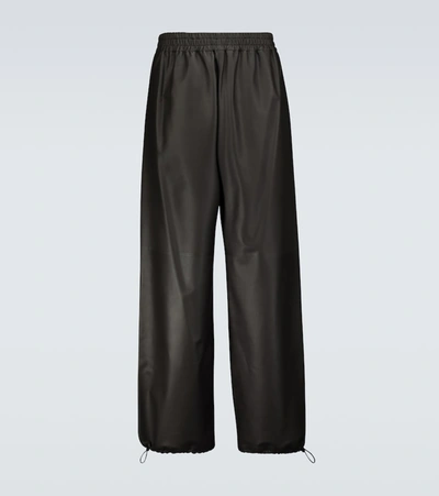 Shop Bottega Veneta Wide-leg Leather Pants In Brown