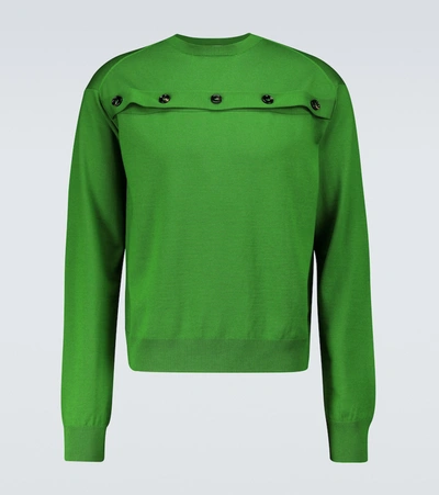 Bottega Veneta Open Button Merino Wool Sweater In Green | ModeSens