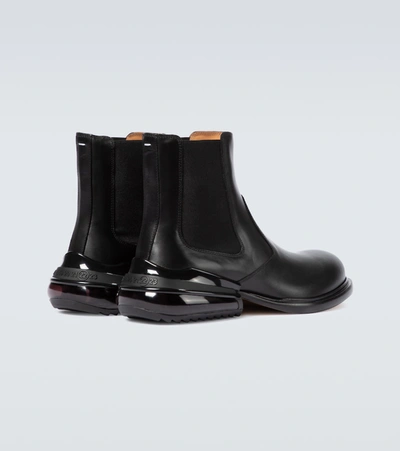 Shop Maison Margiela Chunky Heel Leather Chelsea Boots In Black