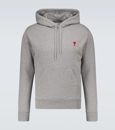 Shop Ami Alexandre Mattiussi Ami De Coeur Hooded Sweatshirt In Grey