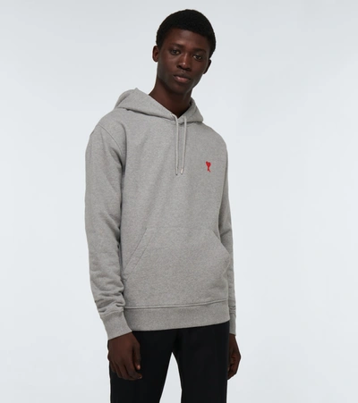 Shop Ami Alexandre Mattiussi Ami De Coeur Hooded Sweatshirt In Grey