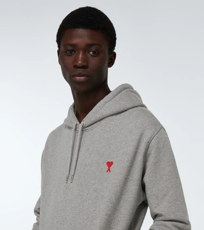 Shop Ami Alexandre Mattiussi Ami De Coeur Hooded Sweatshirt In Grey