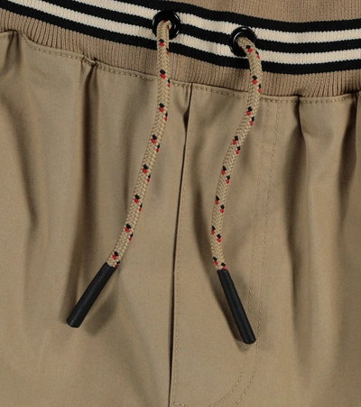 Shop Burberry Icon Stripe Cotton Twill Shorts In Beige