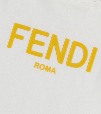 Shop Fendi Baby Logo Cotton T-shirt In White