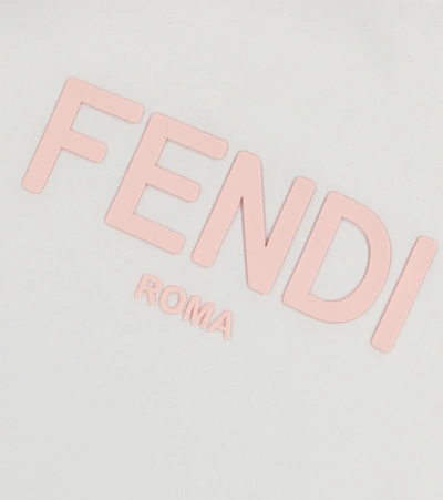 Shop Fendi Logo Cotton Dress In White