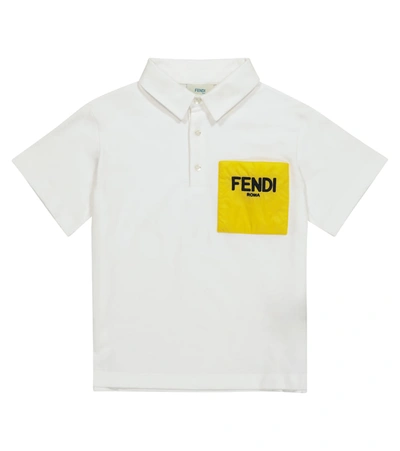 Shop Fendi Logo Cotton Polo Shirt In White