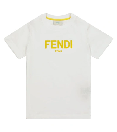 Shop Fendi Logo Cotton T-shirt In White