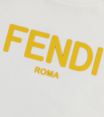 Shop Fendi Logo Cotton T-shirt In White