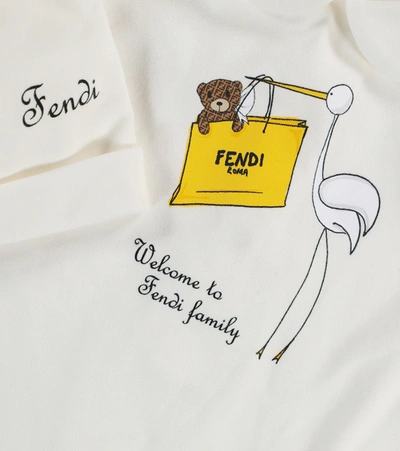 Shop Fendi Baby Stretch-cotton Onesie And Hat Set In White
