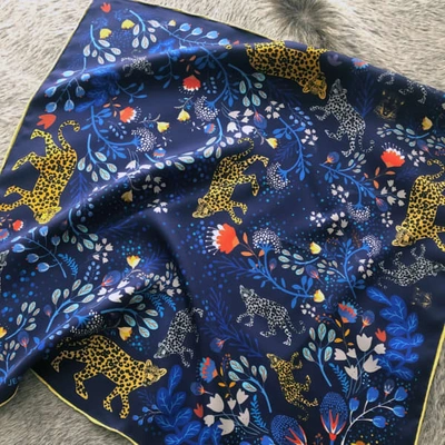Jessie Zhao New York Silk Bandana Of Amazon Rainforest Journey In Blue