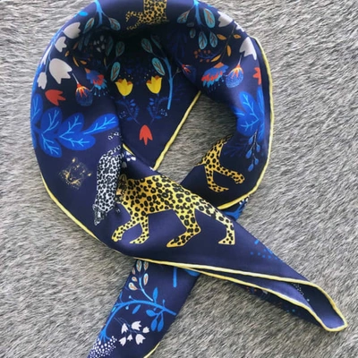 Jessie Zhao New York Silk Bandana Of Amazon Rainforest Journey In Blue