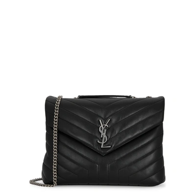 Shop Saint Laurent Loulou Medium Black Leather Shoulder Bag