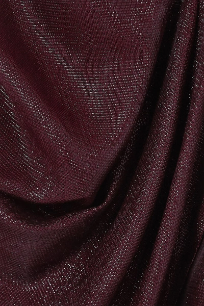 Shop Maticevski Connector Cutout Gathered Metallic Woven Dress In Burgundy
