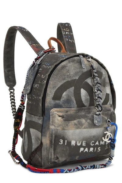 Pre-owned Chanel Black Canvas Graffiti Backpack
