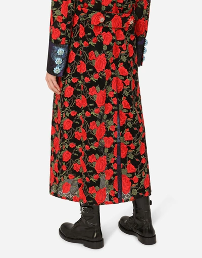 Shop Dolce & Gabbana Macramé Rose Coat In Multicolor