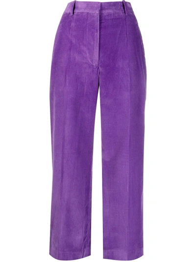 Shop Victoria Beckham Cropped Corduroy Trousers In Purple