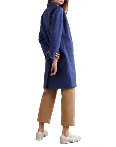Shop Alex Mill Woman Overcoat & Trench Coat Blue Size S Cotton