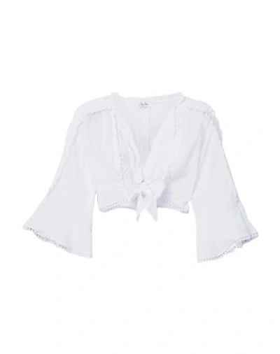 Shop Charo Ruiz Ibiza Woman Top White Size L Cotton, Polyacrylic