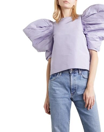 Shop Nackiyé Woman Top Lilac Size 4 Polyester, Silk In Purple