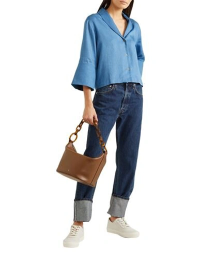 Shop King & Tuckfield Woman Shirt Azure Size M Tencel In Blue